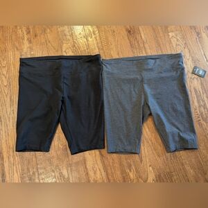 Black and Gray High-Waisted Biker Shorts 2 Pairs -- 10-inch inseam 1x